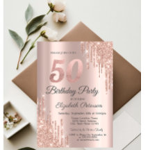 Rose Gold Glitter Drips 50-års födelsedagsfest