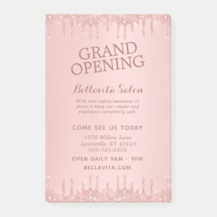 Rose Gold Glitter Drips Grand Opening Salong Post-it Block