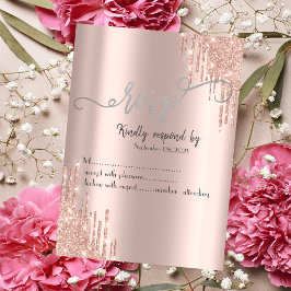 Rose Gold Glitter Drips RSVP Inbjudningar