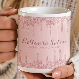 Rose Gold Glitter Drips Salong Företag Pennhållare Kaffemugg