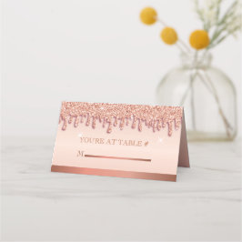 Rose Gold Glitter Dropp Bord Kort för Platstilldel