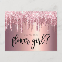 Rose gold glitter droppar kommer du att bli min bl inbjudan vykort