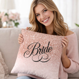 Rose Gold Glitter Elegant Bröllopsdusch Bröllop Kudde