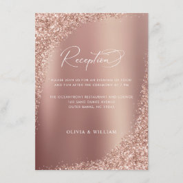 Rose Gold Glitter Elegant Bröllopsmottagning Tilläggskort