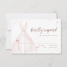 Rose Gold Glitter Elegant Glans Rosa Klänning RSVP OSA Kort