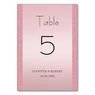 Rose Gold Glitter Elegant Handskriven Skrift Bordsnummer