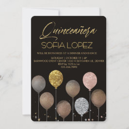 Rose Gold Glitter Elegant Quinceañera  Inbjudningar