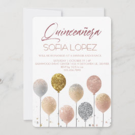 Rose Gold Glitter Elegant Quinceañera  Inbjudningar