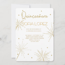 Rose Gold Glitter Elegant Quinceañera  Inbjudningar