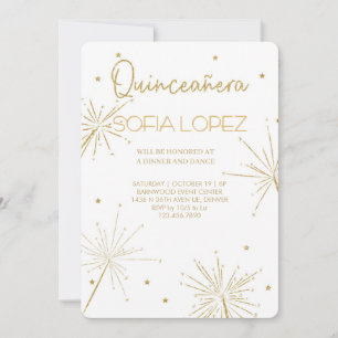 Rose Gold Glitter Elegant Quinceañera Inbjudningar