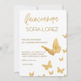 Rose Gold Glitter Elegant Quinceañera  Inbjudningar