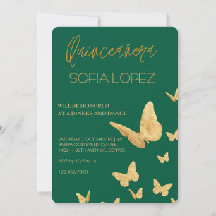 Rose Gold Glitter Elegant Quinceañera Inbjudningar