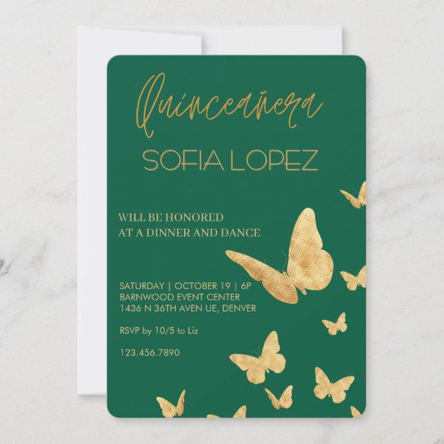 Rose Gold Glitter Elegant Quinceañera  Inbjudningar (Framsida)