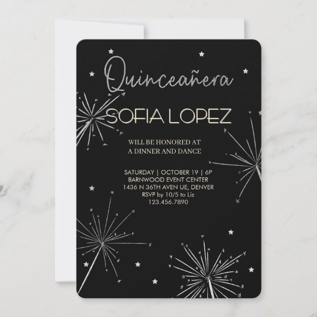 Rose Gold Glitter Elegant Quinceañera  Inbjudningar (Framsida)