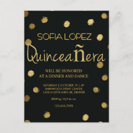 Rose Gold Glitter Elegant Quinceañera  Vykort
