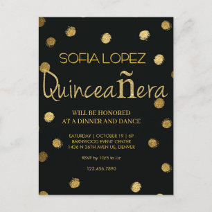 Rose Gold Glitter Elegant Quinceañera Vykort