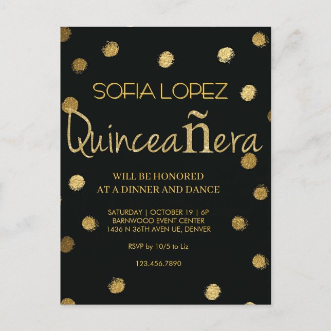 Rose Gold Glitter Elegant Quinceañera  Vykort (Framsida)