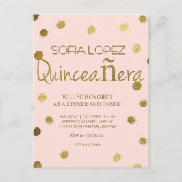 Rose Gold Glitter Elegant Quinceañera  Vykort