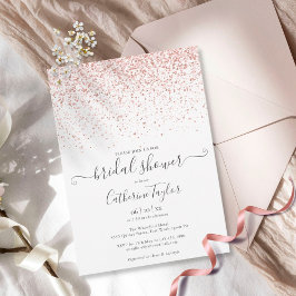 Rose Gold Glitter Elegant Script Bröllopsfest Inbj Inbjudningar