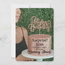 Rose Gold Glitter Födelsedagstårta 50-årsdag