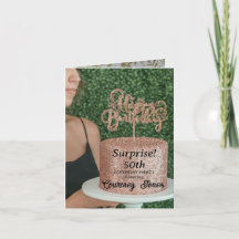 Rose Gold Glitter Födelselseparty Tårta 50-årsdag