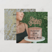 Rose Gold Glitter Födelselseparty Tårta 50-årsdag