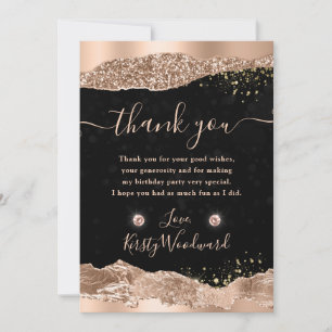 Rose Gold Glitter Glam Tårkanter Födelsedag Tack Kort
