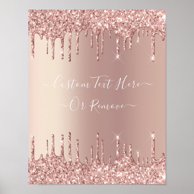 Rose Gold Glitter Gnistrande Droppar Affisch Anpas (Framsidan)