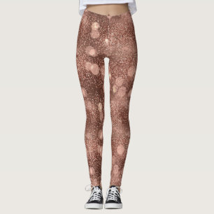 Rose Gold Glitter Gnistrande Lyx Mönster Leggings