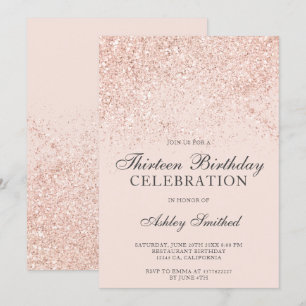 Rose gold glitter gnistrar rodnad tretton inbjudningar