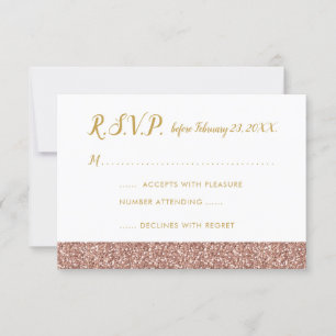 Rose Gold Glitter & Gold RSVP 3,5x5 A1 OSA Kort