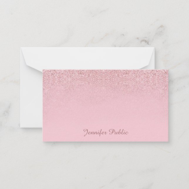 Rose Gold Glitter Handskriven Elegant Mall (Framsida)