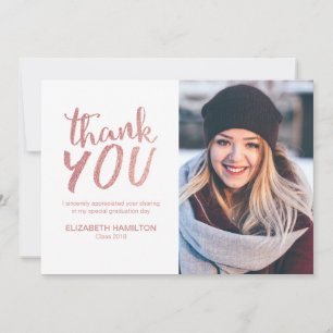 Rose Gold Glitter Kalligrafi Grattis Foto Tack Kort