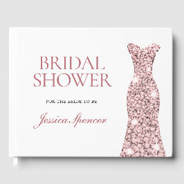 Rose Gold Glitter Klänning Bröllopsfest Gästböcker