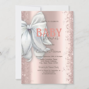 Rose Gold Glitter Konfetti Vit Slinga Baby Shower Inbjudningar