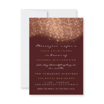 Rose Gold Glitter Koppar Burgund Formell Inbjudan