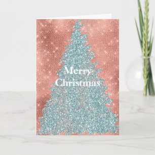 Rose Gold Glitter Mint Glitter Träd Kort
