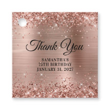 Rose Gold Glitter Monogram 75-årsdag Tack