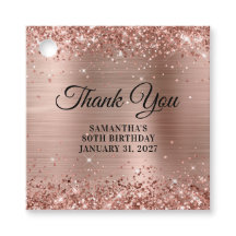Rose Gold Glitter Monogram 80-årsdag Tack