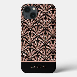 Rose Gold Glitter Monogram Art Deco Mönster Fodral