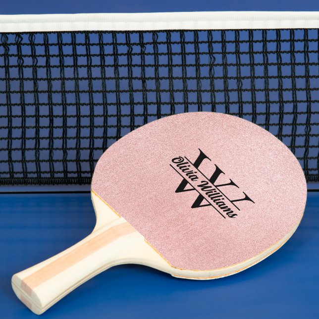 Rose Gold Glitter Monogram | Girly Modern Glitter  Pingisracket (Insitu)