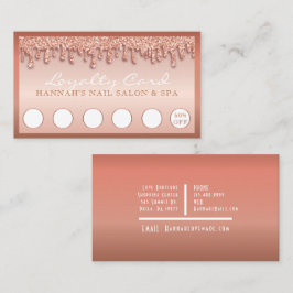 Rose Gold Glitter Nagelsalong Lojalitetskort Visitkort