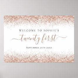 Rose Gold Glitter Namn Datum Välkomstmanus 21-årsf Poster