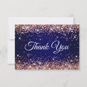 Rose Gold Glitter Navy Blue 40-årsdag Tack Kort