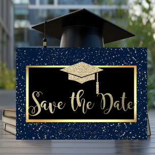 Rose Gold Glitter Navy Blue Gradera Save The Date Spara Datumet