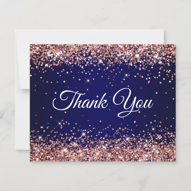 Rose Gold Glitter Navy Blue Ombre Tack (Framsida)