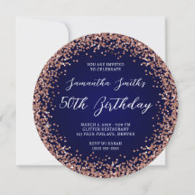 Rose Gold Glitter Navy Ombre 50-årsfirande