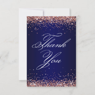 Rose Gold Glitter Navy Ombre Elegant 40-årsfirande Tack Kort