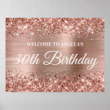 Rose Gold Glitter och Folie 30-års Födelsedags Väl