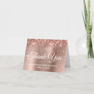 Rose Gold Glitter och Folie 50-årsfirande Tack Kort